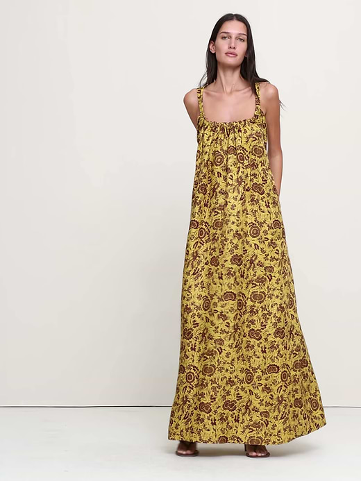 Banana Republic Viscose-Linen Gathered Maxi Dress — photo 5
