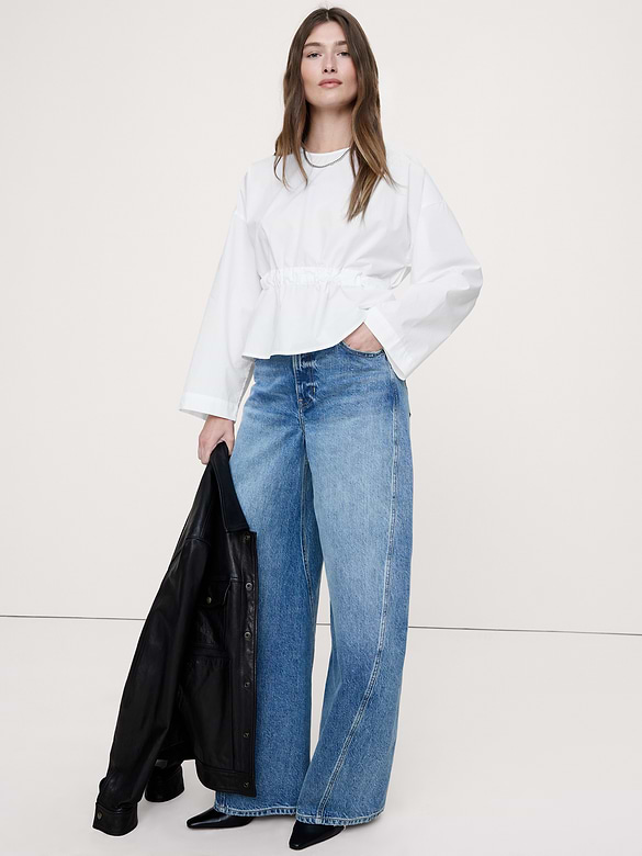 Banana Republic Cotton Poplin Cinch-Waist Top — photo 4