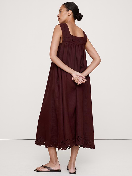 Banana Republic Embroidered Linen Square-Neck Dress — photo 3