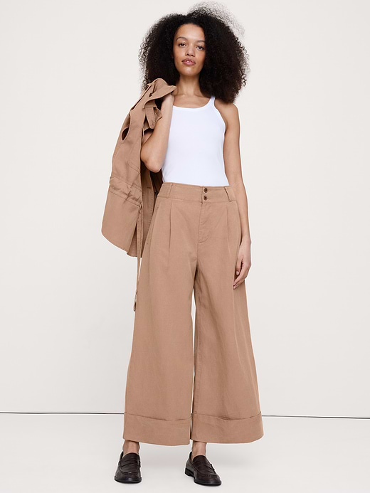 Banana Republic High-Rise Wide-Leg TENCEL™-Cotton-Linen Cropped Pant — photo 1