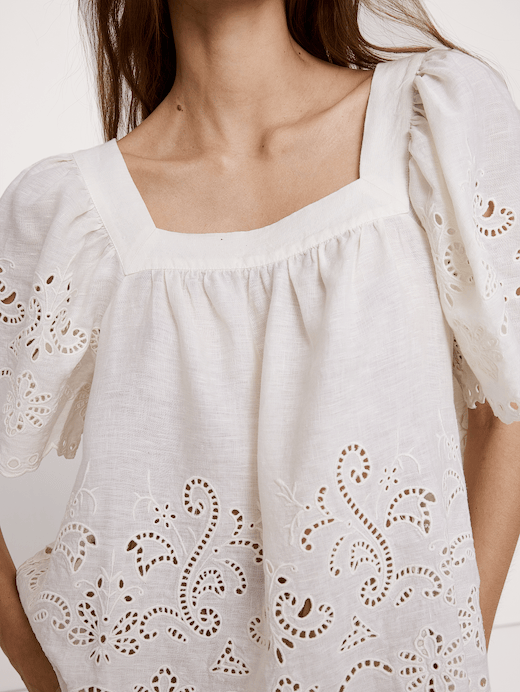 Banana Republic Linen Eyelet Square-Neck Top — photo 4