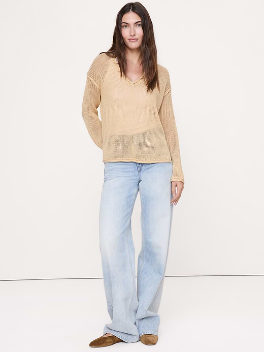 Banana Republic Heirloom Linen V-Neck Sweater — photo 1