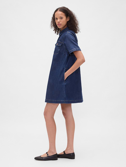 Gap UltraSoft Denim Popover Mini Dress — photo 4