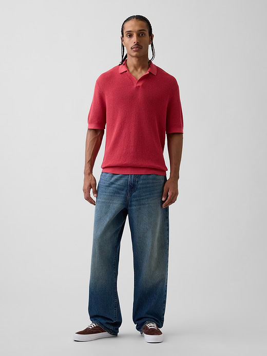 Gap Linen-Blend Camp Polo Sweater Shirt — photo 3