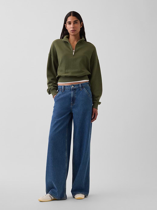 Gap Textured Cotton Oversized Half-Zip Pullover — photo 3