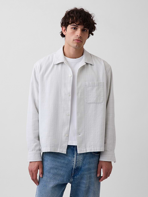 Gap Dobby Stripe Relaxed Straight-Hem Shirt — photo 1