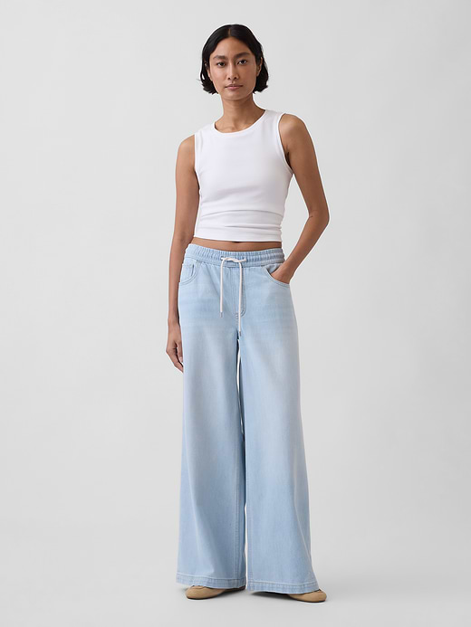 Gap Mid Rise UltraSoft Pleated Easy Baggy Jeans — photo 1