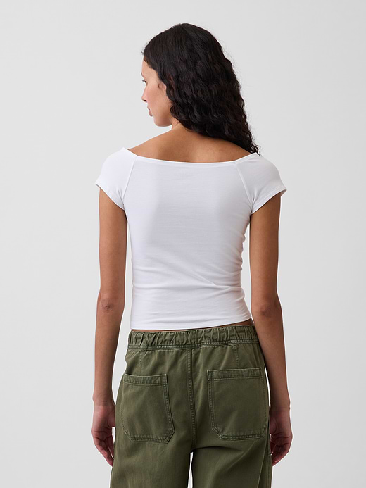 Gap CloseKnit Jersey Off-Shoulder Crop T-Shirt — photo 4