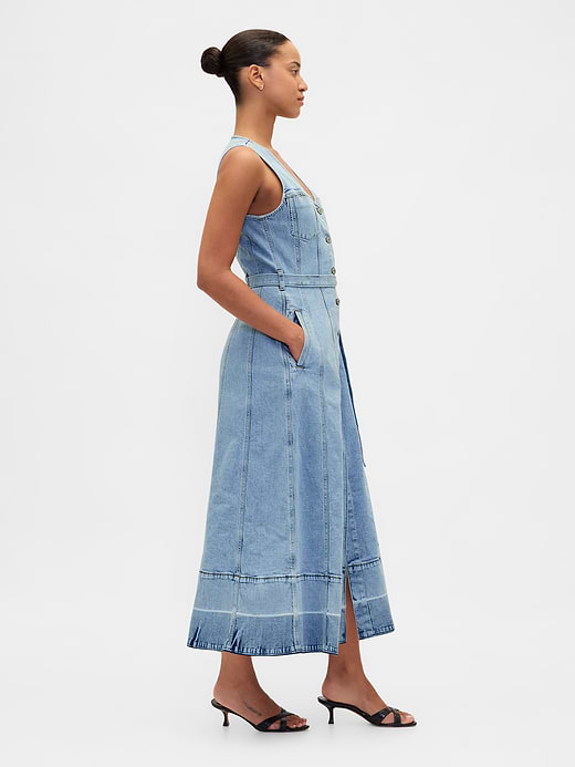 Gap Denim Tie-Belt Button-Front Maxi Dress — photo 4
