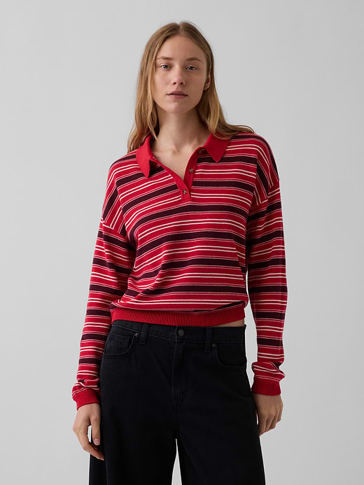 Gap 100% Cotton Relaxed Polo Sweater — photo 1