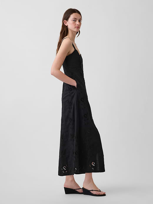Gap Linen-Blend Embroidered Cami Maxi Dress — photo 4