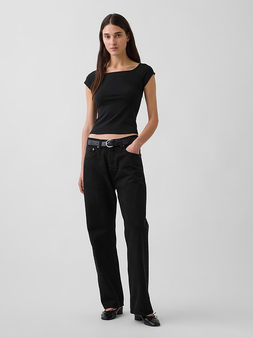 Gap CloseKnit Jersey Off-Shoulder Crop T-Shirt — photo 3