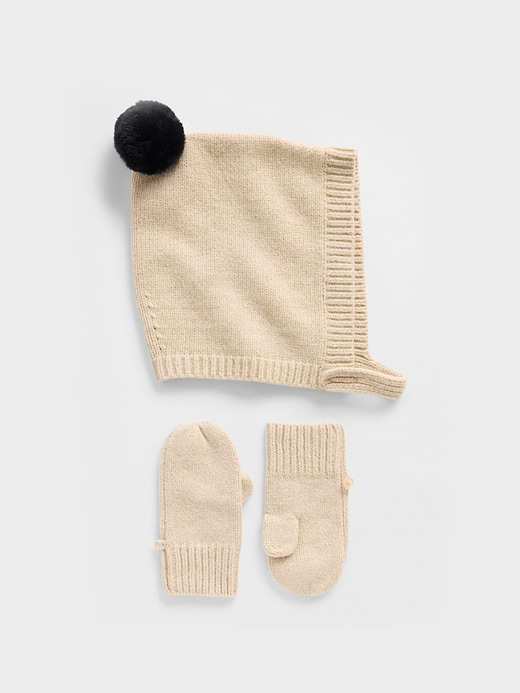 Gap Baby & Toddler CashSoft Pom Hat & Mittens Set — photo 1