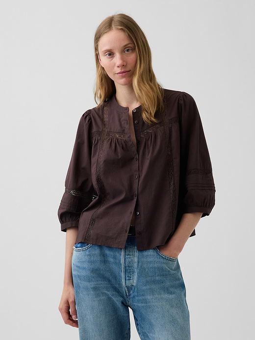 Gap Lace-Trim Button-Front Swing Top — photo 1
