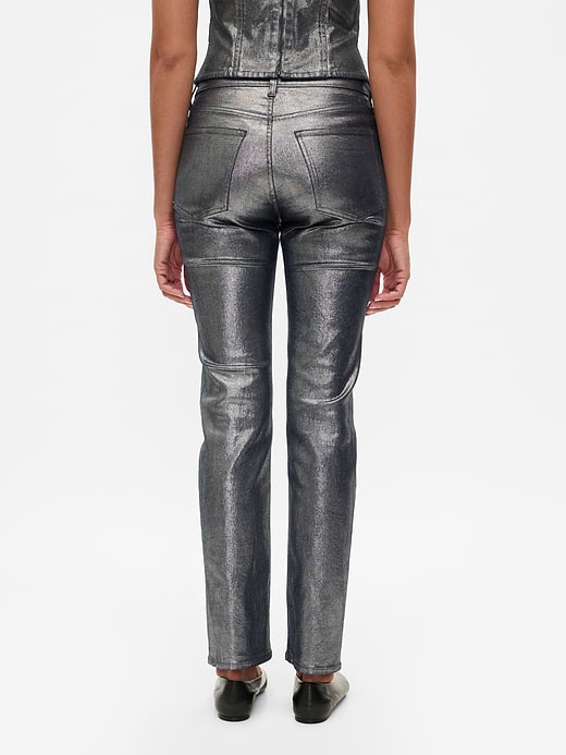 Gap High Rise Metallic '90s Slim Straight Jeans — photo 5