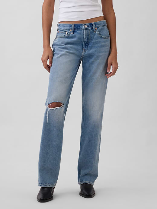 Gap Mid Rise Rigid Relaxed Straight Jeans — photo 3