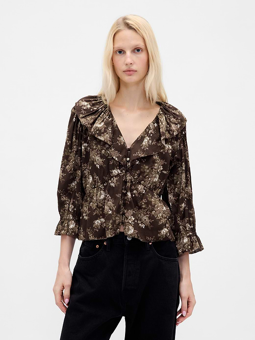 Gap Ruffle Collar V-Neck Top — photo 1