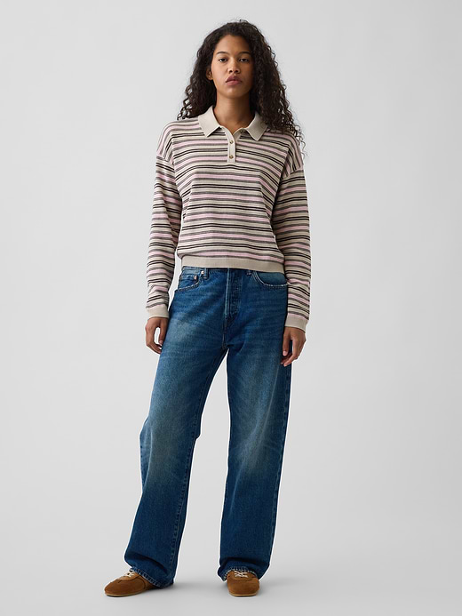 Gap 100% Cotton Relaxed Polo Sweater — photo 3