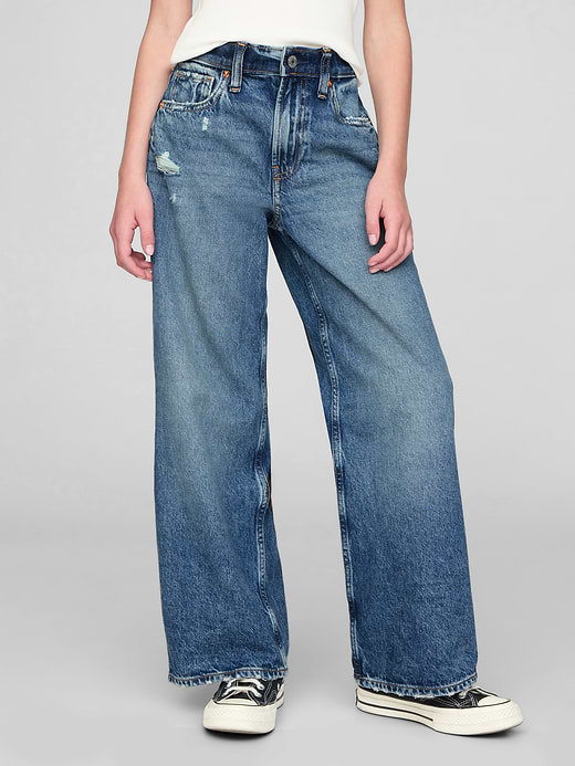 Gap Kids Low Rise Stride Wide-Leg Jeans — photo 3