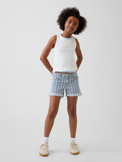 Gap Kids Denim Stripe Midi Shorts — photo 1