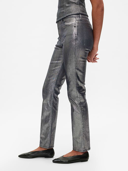 Gap High Rise Metallic '90s Slim Straight Jeans — photo 4