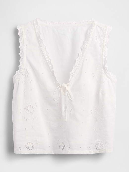 Gap Linen-Blend Embroidered Crop Shell Tank Top — photo 6