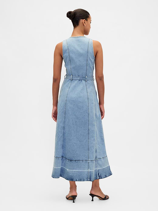 Gap Denim Tie-Belt Button-Front Maxi Dress — photo 3