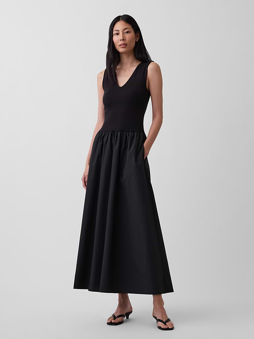 Gap Mixed Media Drop-Waist Maxi Dress — photo 1