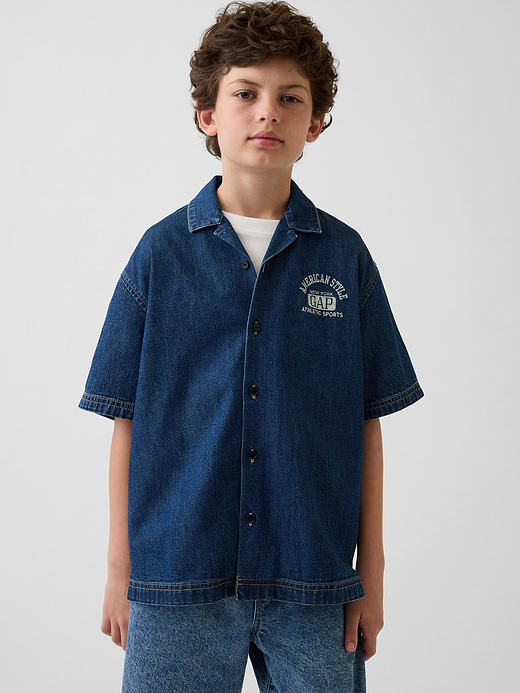 Gap Kids Denim Relaxed Shirt — photo 1