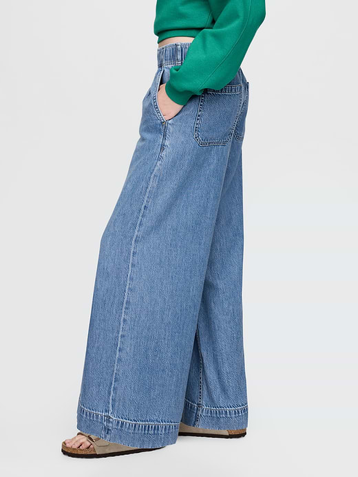 Gap Mid Rise UltraSoft Pleated Easy Baggy Jeans — photo 4
