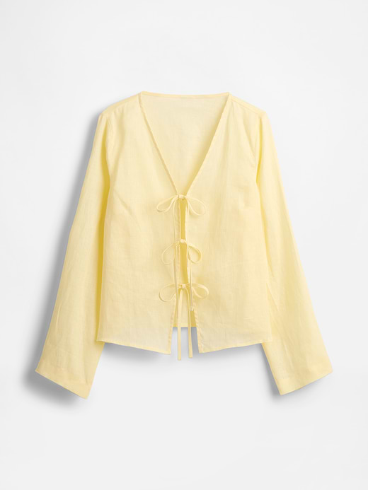 Gap 100% Linen Tie-Front Shirt — photo 6