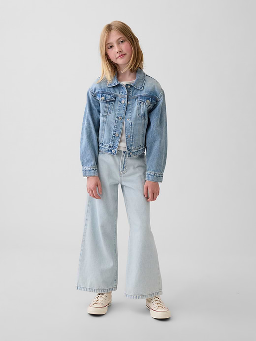 Gap Kids High Rise Stride Wide-Leg Ankle Jeans — photo 1
