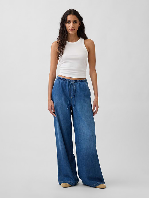 Gap Mid Rise UltraSoft Pleated Easy Baggy Jeans — photo 8