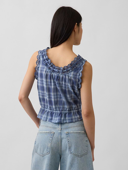 Gap Eyelet Tie-Front Crop Peplum Top — photo 4