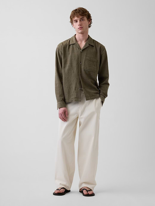 Gap Dobby Stripe Relaxed Straight-Hem Shirt — photo 3