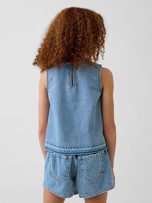 Gap Kids Gingham Denim Shell Tank Top — photo 4