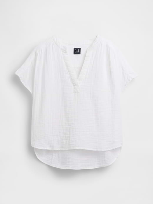 Gap Cotton Gauze Oversized Split-Neck Top — photo 6