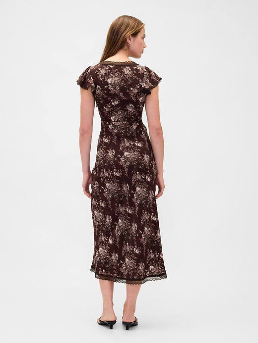 Gap Lace-Trim V-Neck Crepe Maxi Dress — photo 3