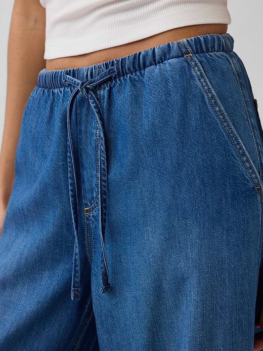 Gap Mid Rise UltraSoft Pleated Easy Baggy Jeans — photo 13