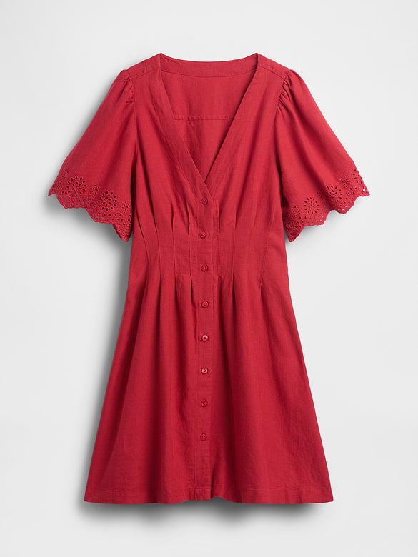 Gap Linen-Blend Cinched Mini Shirtdress — photo 6