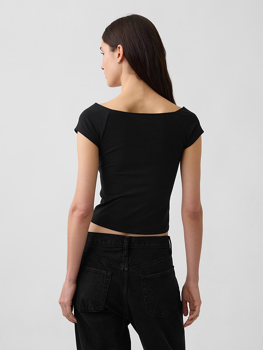 Gap CloseKnit Jersey Off-Shoulder Crop T-Shirt — photo 4