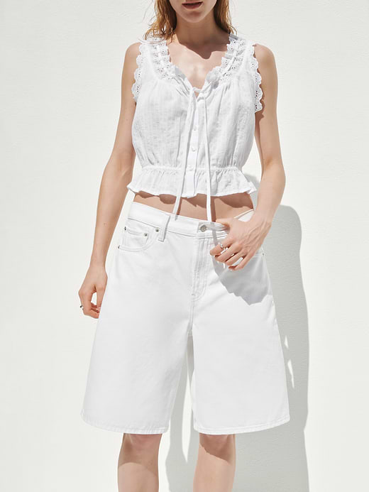 Gap Eyelet Tie-Front Crop Peplum Top — photo 7