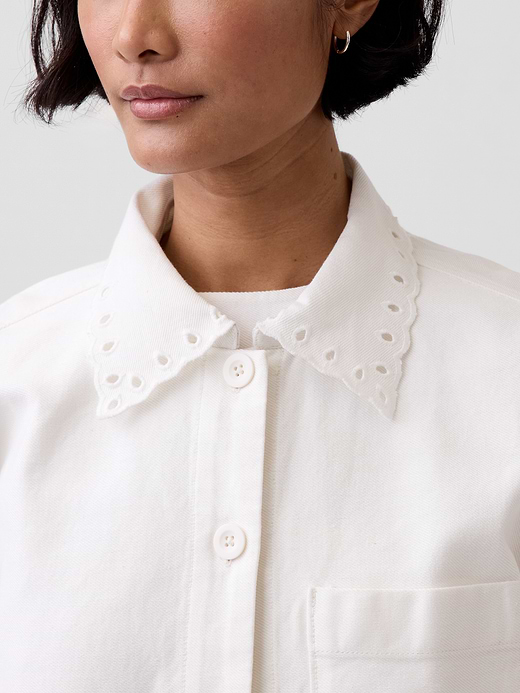 Gap Eyelet Hem Relaxed Shirt Jacket — photo 5