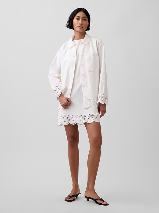 Gap Eyelet Hem Relaxed Shirt Jacket — photo 3