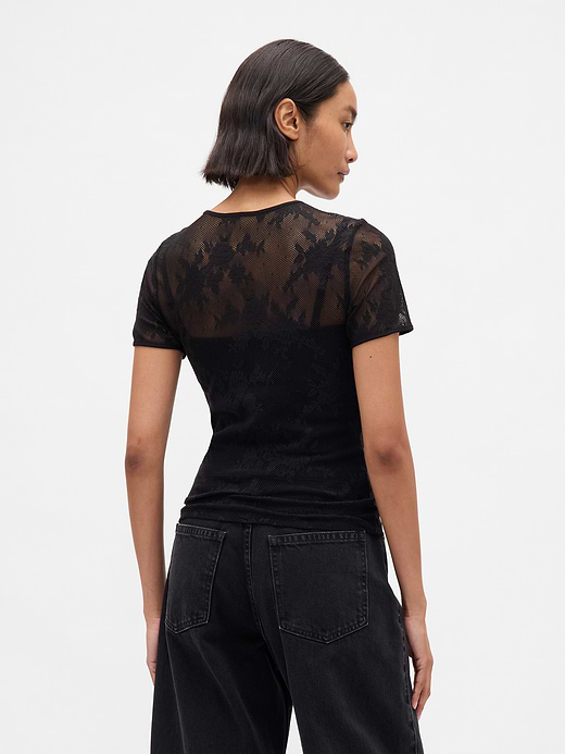 Gap Floral Lace Mesh Top — photo 4