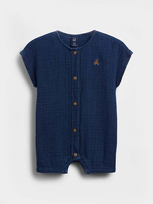 Gap Baby Gingham Denim Colorblock Shorty One-Piece — photo 1