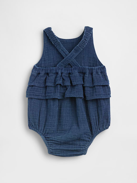 Gap Baby Cotton Gauze Denim Bubble Bodysuit — photo 3