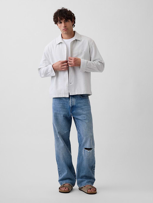 Gap Dobby Stripe Relaxed Straight-Hem Shirt — photo 3