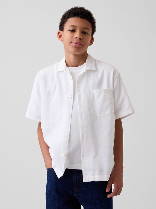 Gap Kids Linen-Cotton Relaxed Vacay Shirt — photo 1