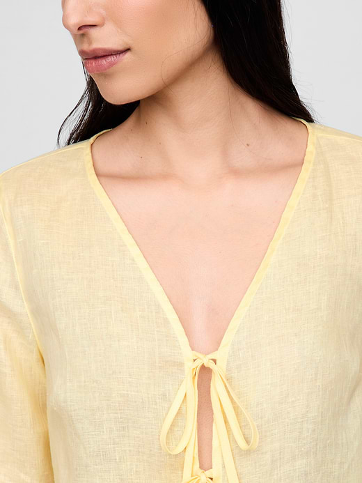 Gap 100% Linen Tie-Front Shirt — photo 5